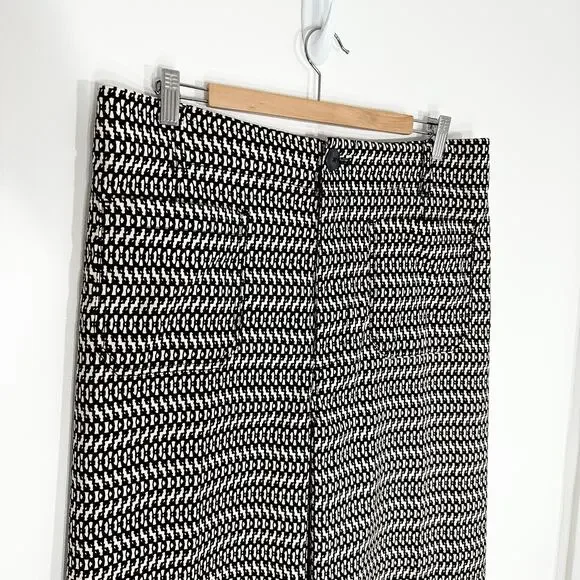 Anthropologie Maeve Colette Cropped Wide Leg Pants | Black White Print | SZ 33T - Picture 6 of 13